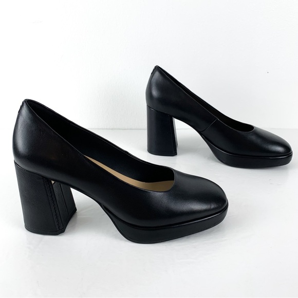 Clarks Signature Zoya85 Court shoes chunky heeled pumps in black leather size 8 - Picture 8 of 8